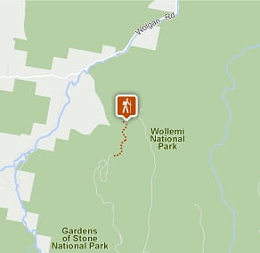 Map of Glow Worm Tunnel walking track, Wollemi National Park. Image: OEH