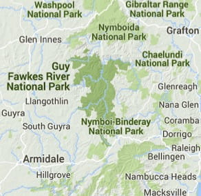 Map of Guy Fawkes River National Park