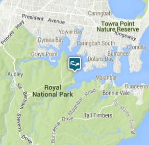 Map of Hill Top accommodation in Royal National Park.