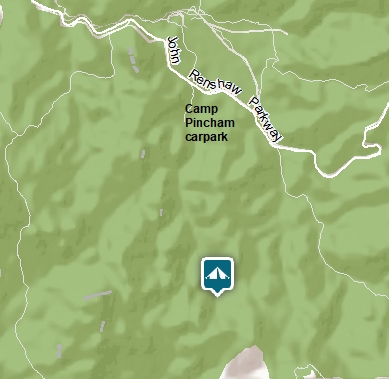 Map of Dows Camp location in Warrumbungle National Park. Image: DPIE