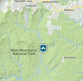 Map of Kedumba campground location in Blue Mountains National Park. Image: OEH