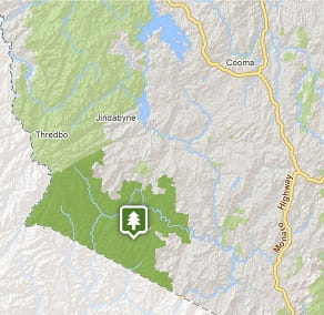 Map of Lower Snowy River area in Kosciuszko National Park. Image: OEH