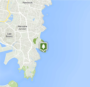 Map of Malabar Headland National Park.