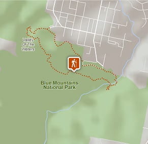 Map of National Pass walking track in Blue Mountains National Park