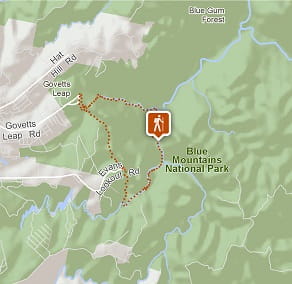 Map of Rodriguez Pass walking track, Blue Mountains National Park. Image: OEH