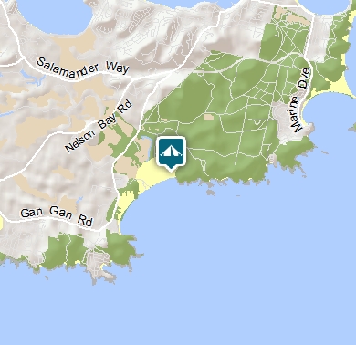 Map of Samurai Beach campground, Tomaree National Park