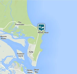 Map of Swamp House location at Woody Head, Bundjalung National Park