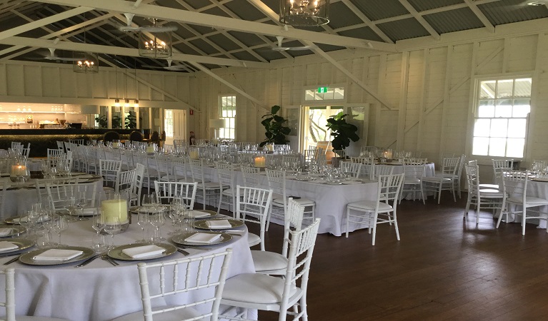 Photo of Athol Hall table arrangement for function. Photo: Tracy Knight