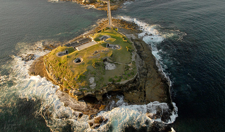 Bare Island aerial view Kamay Botany Bay National Park. Photo: Stuart Cohen