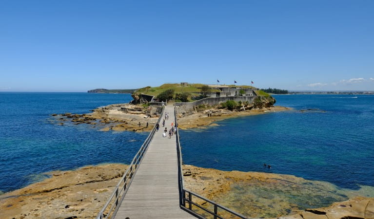 The footbridge to Bare Island Fort from the mainland in Kamay Botany Bay National Park. Photo: Elinor Sheargold &copy; OEH