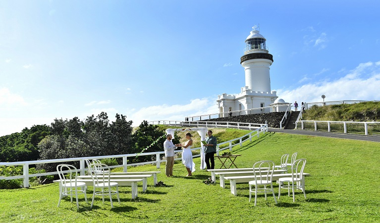 Cape Byron Lighthouse lawn, Cape Byron State Conservation Area. Photo: Fiora Sacco &copy; DPE