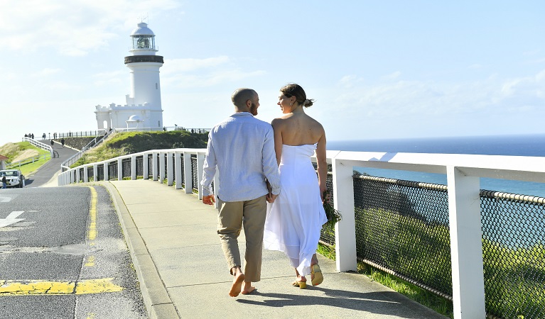 Cape Byron Lighthouse lawn, Cape Byron State Conservation Area. Photo: Fiora Sacco &copy; DPE