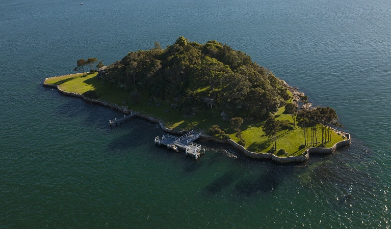 Clark island aerial view, Sydney Harbour National Park. Photo: David Finnegan &copy; OEH