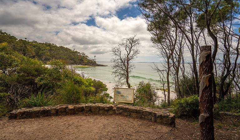 The view of the Greenfield Beach from a lookout in Jervis Bay National Park. Photo: John Spencer &copy; DPIE