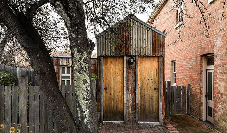 The outdoor toilets at Hosies in Hill End Historic Site. Photo:  Jennifer Leahy &copy; DPE