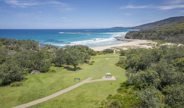 Pretty Beach and lawn, Murramarang National Park. Photo: John Spencer &copy; DPE