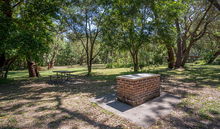 A barbecue in the picnic area behind Seven Mile Beach in Seven Mile Beach National Park. Photo: John Spencer &copy; DPIE