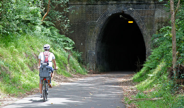 Cyclist in Glenrock State Conservation Area. Photo: Shaun Sursok