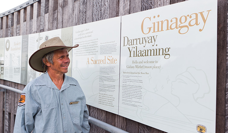 Aboriginal Discovery ranger, Muttonbird Island Nature Reserve. Photo: Rob Cleary