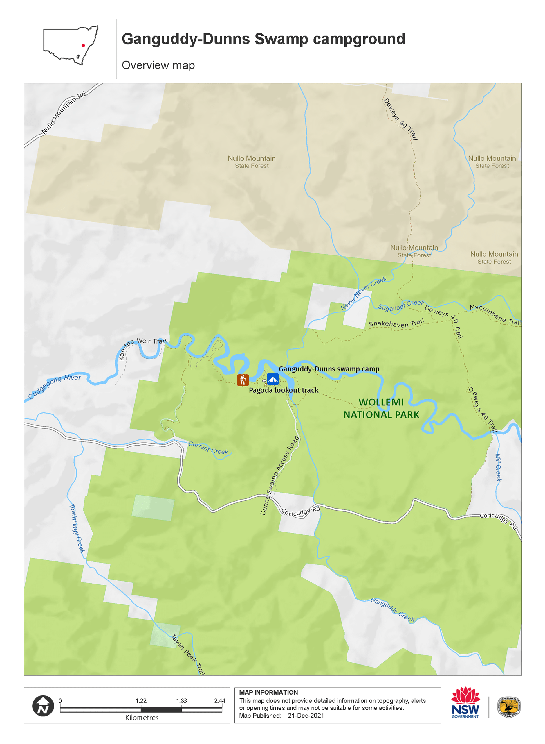 Ganguddy-Dunns Swamp campground - overview map
