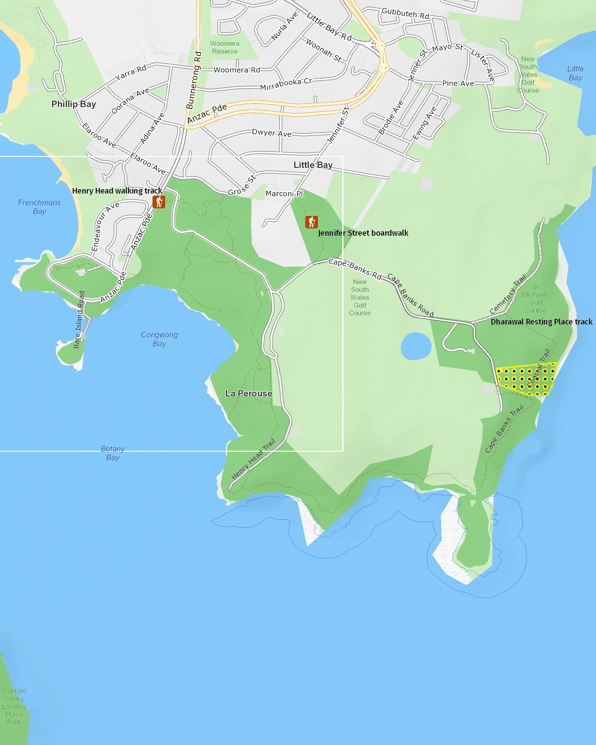 Bush regeneration at Kamay Botany Bay - overview map